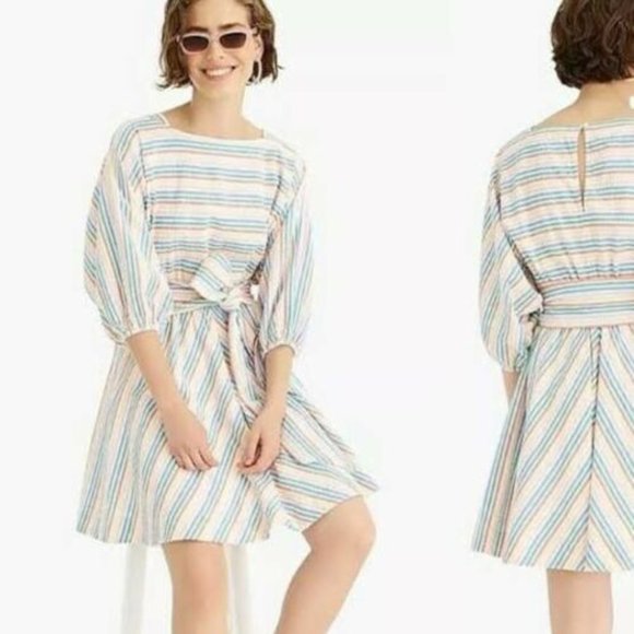 J. Crew Rainbow Stripes Seersucker Mini Dress - Picture 2 of 13
